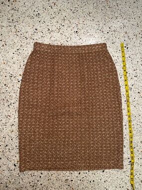 St John Collection brown tan knit tweed skirt 8 USA